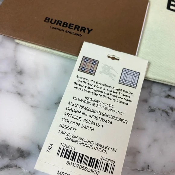 NWT Authentic Burberry House Check Canvas Brown Zip Around Wallet - Retail $630